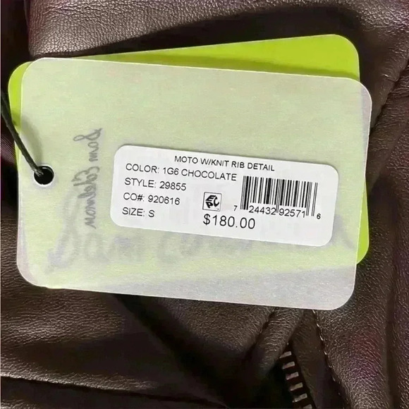 Sam Edelman Faux Leather Moto Jacket in Chocolate Size Small NWT - Picture 5 of 12